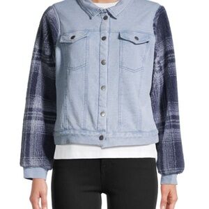 VINTAGE HAVANA Mixed-Media Denim Jacket